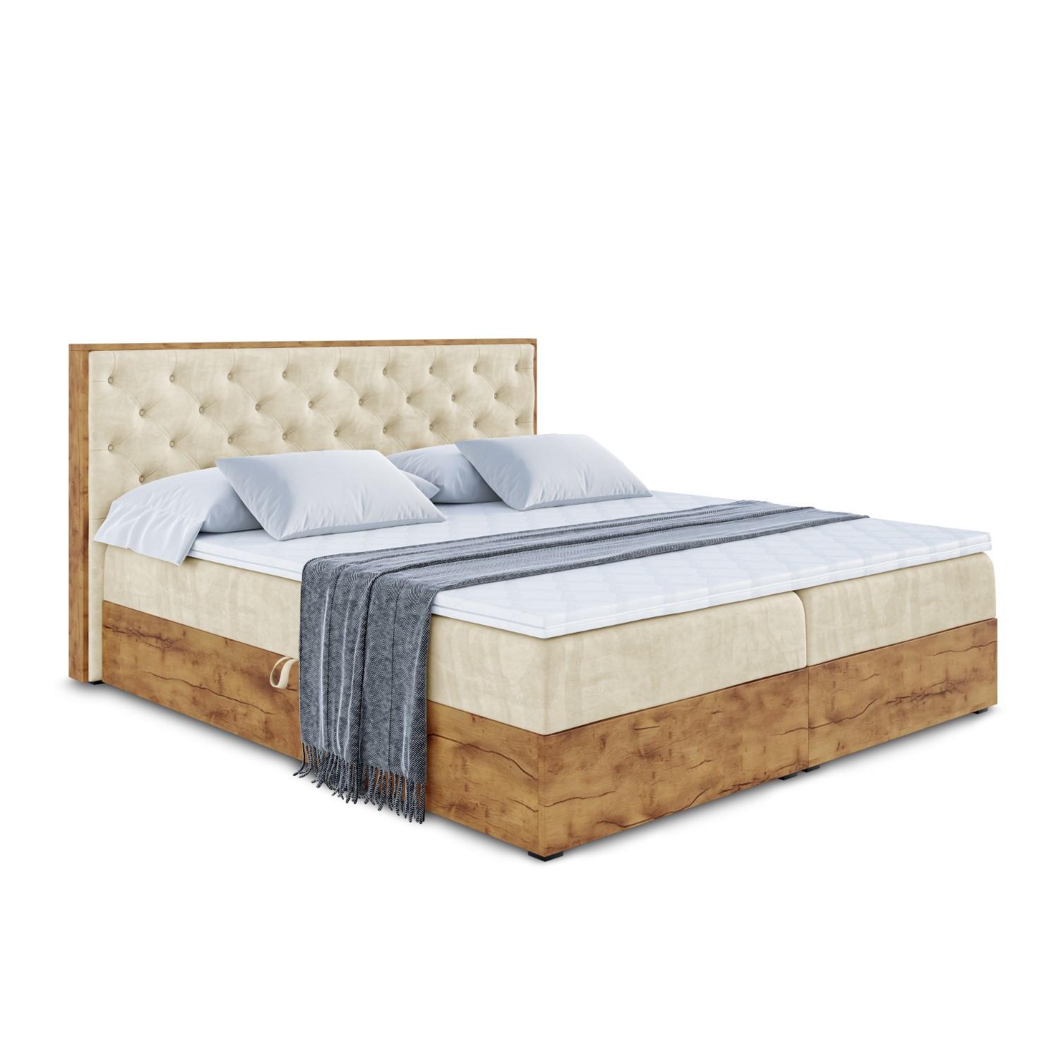 BOXBETT mit Matratze H3 und Lattenrost - LOLLI3 - 140x200 - Beige - Braun, Holzwerkstoff/Kunststoff (140/200cm) - ALTDECOR