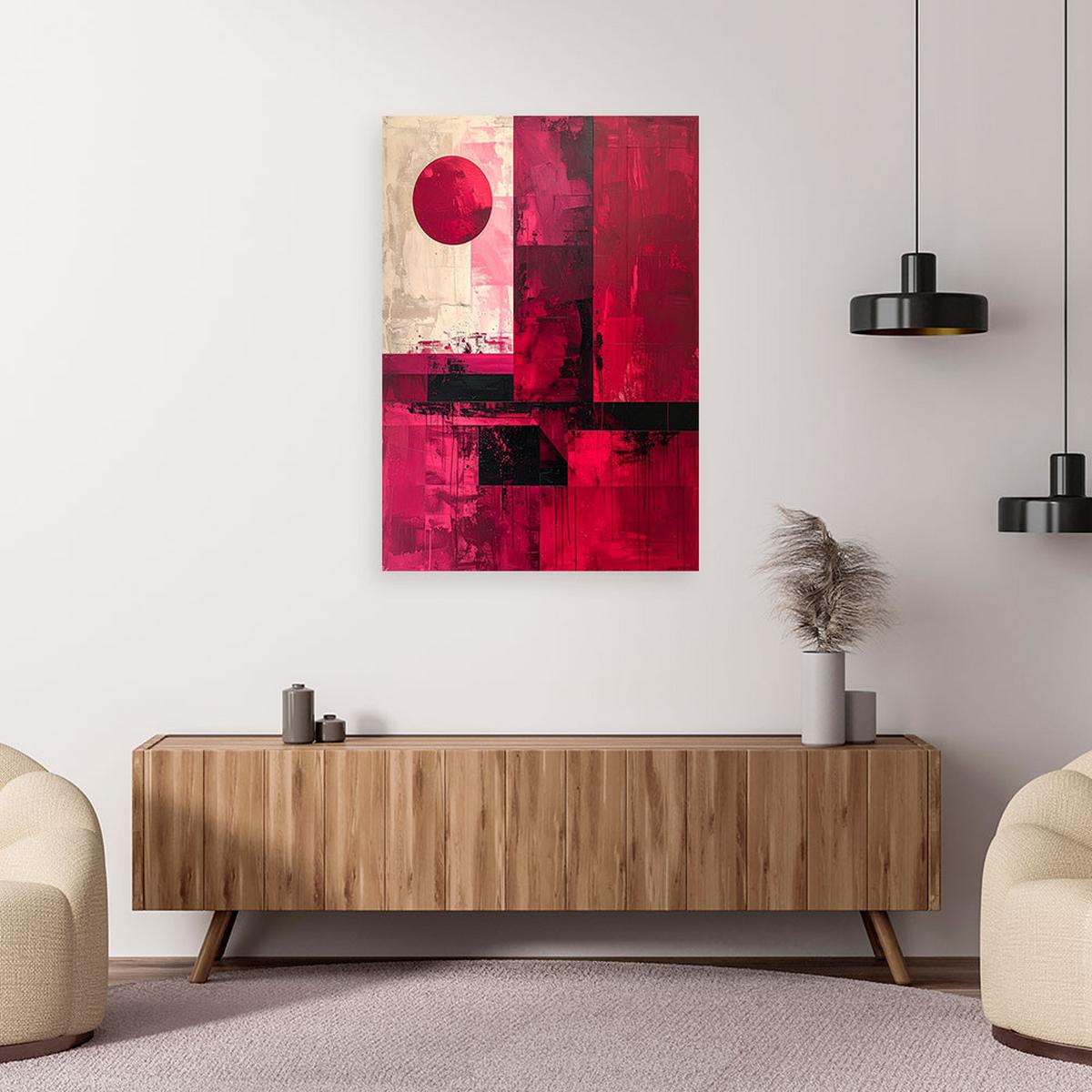 LEINWANDBILDER, Rote moderne Abstrakt im Boho Stil - Rosa, Textil (40/60cm) - Feeby