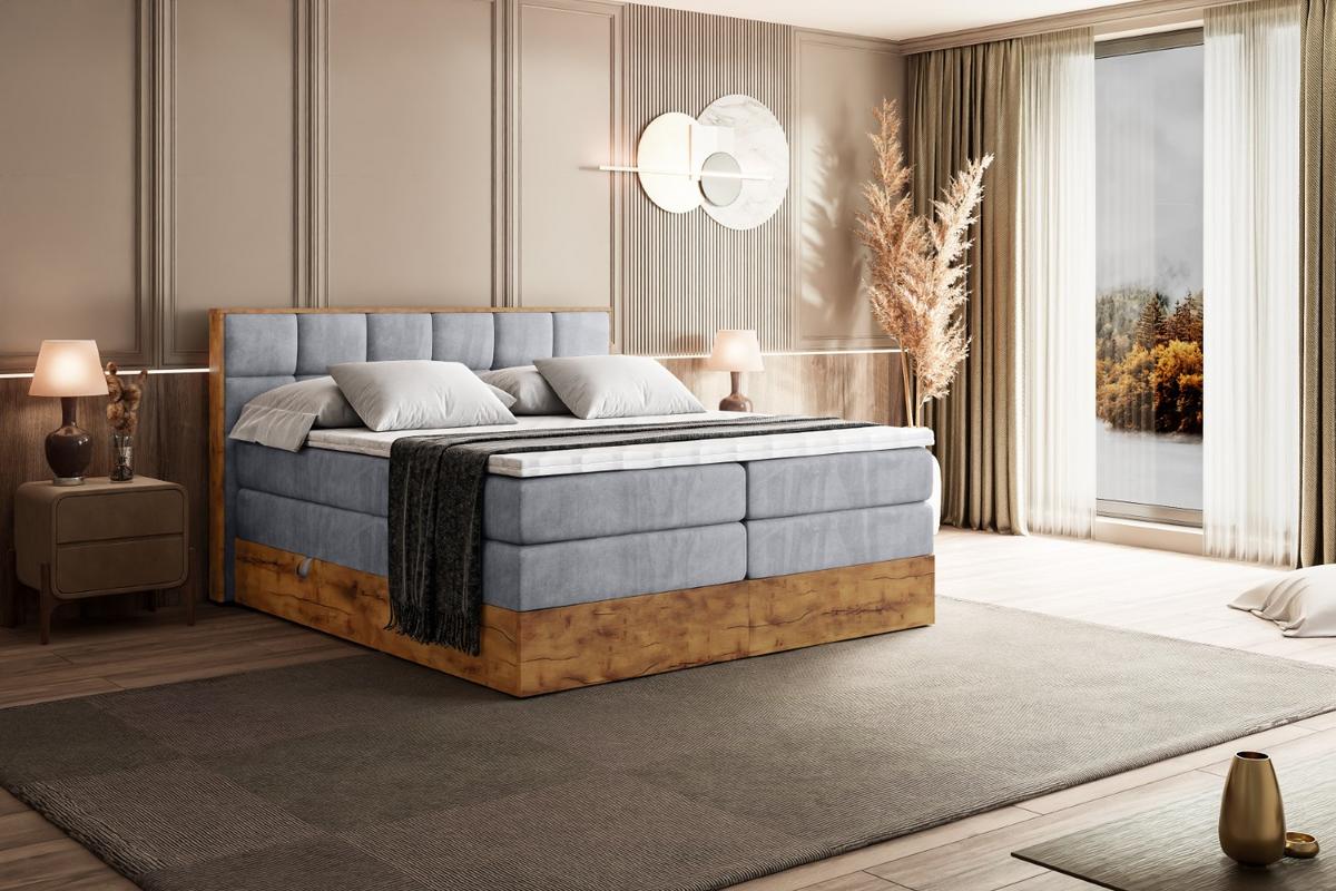 BOXSPRINGBETT mit Matratze H3|H4 und Lattenrost - LOLLI2 KING-180x200 - Grau Monolith - Grau, Holzwerkstoff (180/200cm) - ALTDECOR