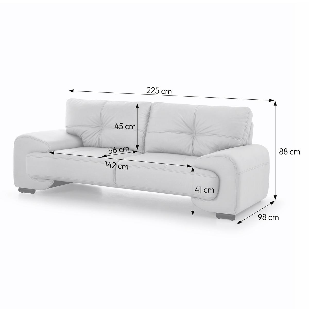 3-SITZER SOFA Omega aus Kunstleder, Hellbraun - Hellbraun/Schwarz, Leder (225/88/98cm) - Beautysofa