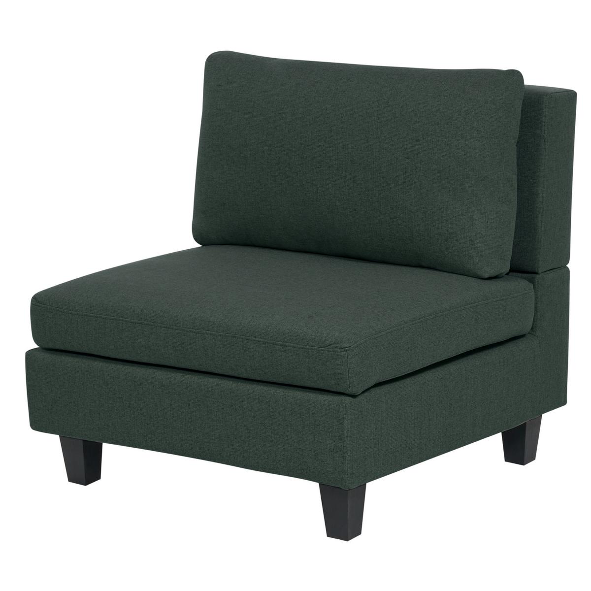 ECKFSOFA Modul 5-Sitzer rechtsseitig Dunkelgrün Stoff Unstad - Schwarz/Grün, Textil (228/228cm) - Beliani