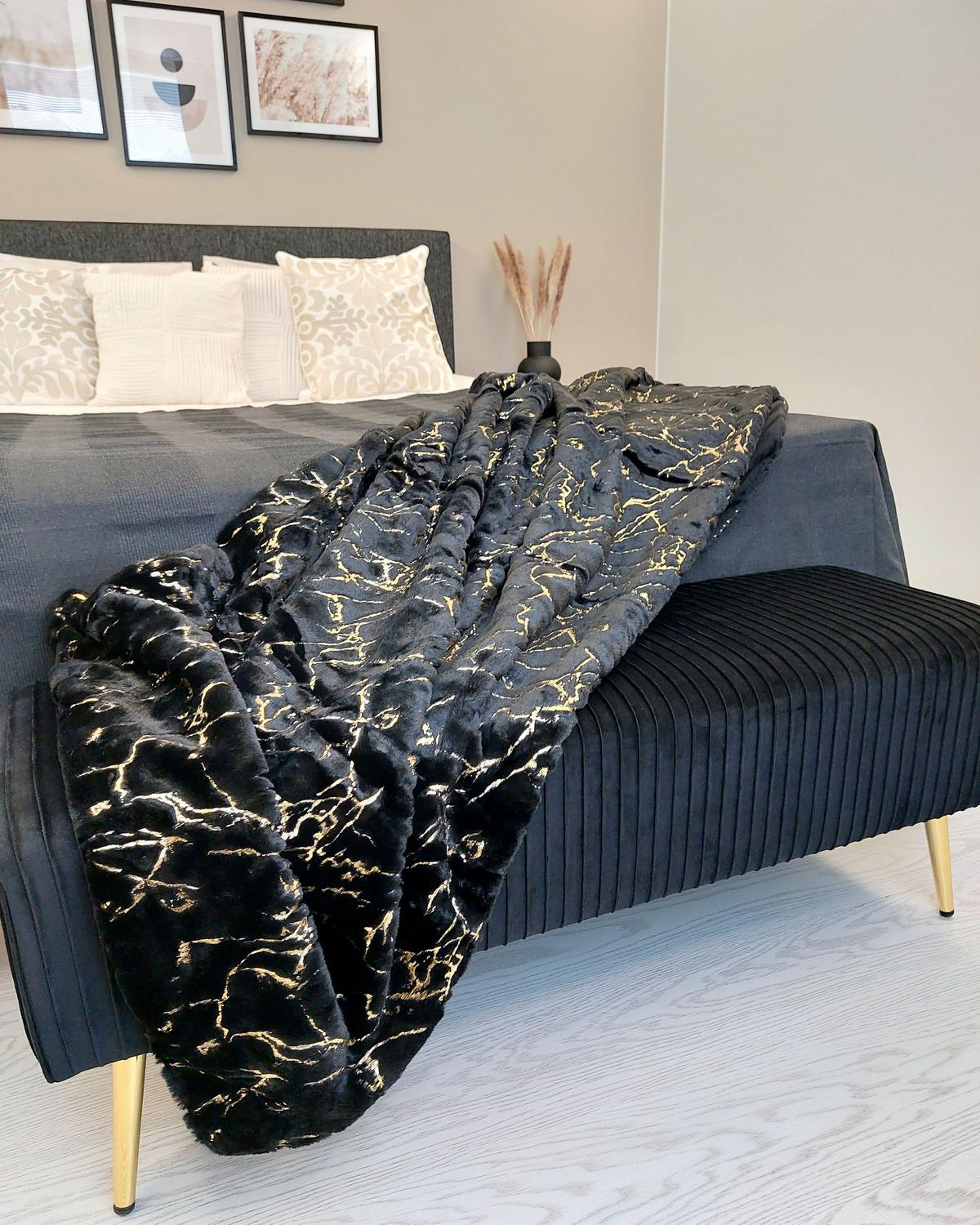 BANK Schwarz Paterson - Goldfarben/Schwarz, Textil (118/42/40cm) - Beliani