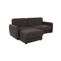 ECKSOFA Lupo Braun - Khaki Mikrofaser - Dunkelbraun/Schwarz, Holz/Kunststoff (232/147cm) - S-Style Möbel