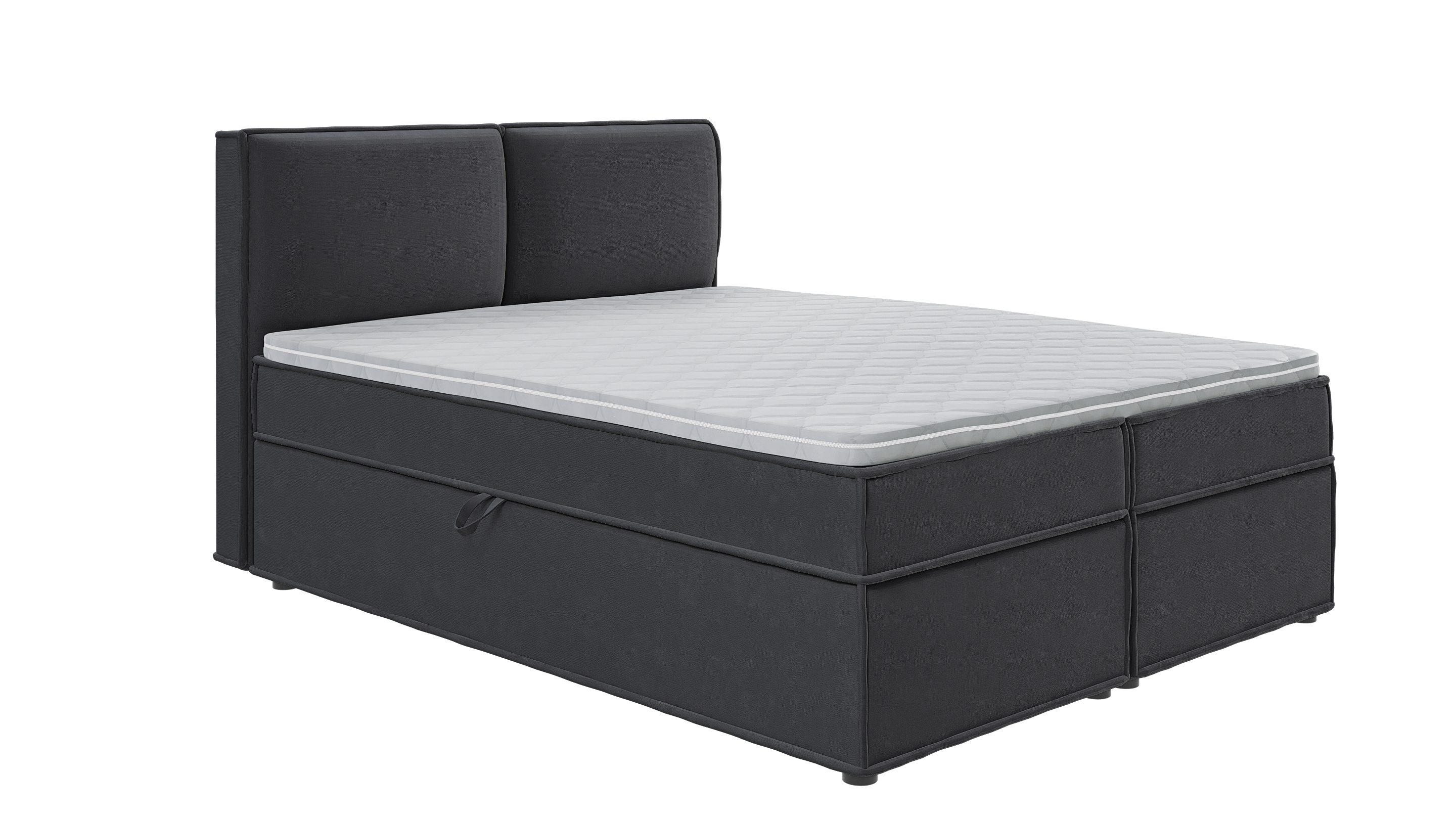 BOXBETT Eclipse 160/200 cm Graphit Luxusmicrofaser - Graphitfarben/Schwarz, Holz/Kunststoff (160/200cm) - S-Style