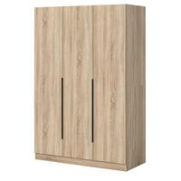 KLEIDERSCHRANK Eiche Sonoma 3-türig 120 x 181 cm, Drehtürenschrank mit Kleiderstange - Eichefarben/Schwarz, Holzwerkstoff/Kunststoff (120/181/52cm) - Inn.Furn