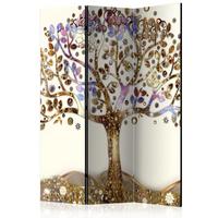 PARAVENT Einseitig Bedruckter 3-tlg 135x172 cm Goldener Baum - Multicolor, Holz/Textil (135/172/3cm) - Muralo