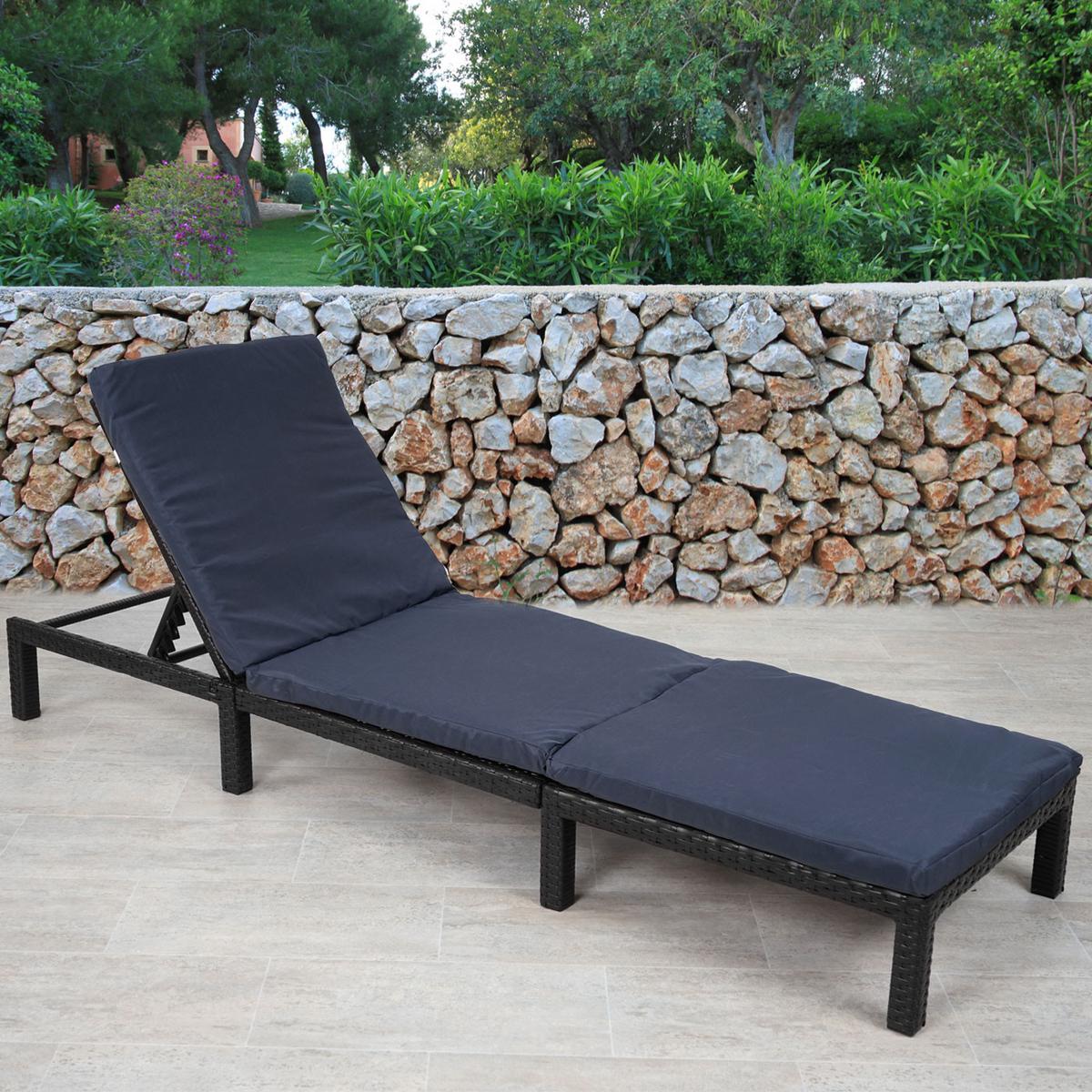 POLY-RATTAN SONNENLIEGE BASIC Anthrazit, Grau - Anthrazit/Grau, Kunststoff (60/71/198cm) - MCW