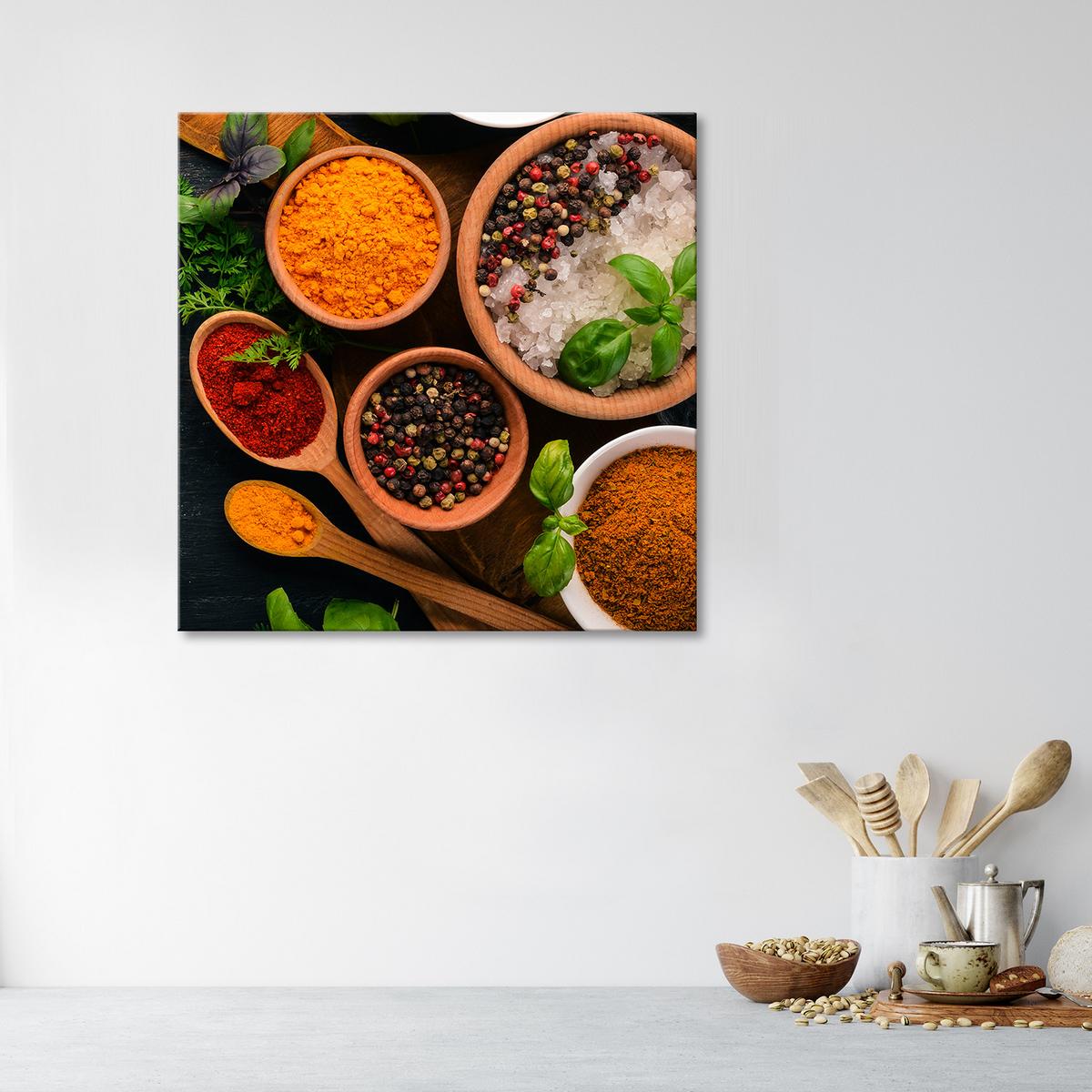 WANDBILD küchen gewürze - Multicolor, Textil (30/30cm) - Feeby