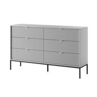 SIDEBOARD STELLARE 154/91/39 cm mit 6 Schubladen Grau - Grau, Holzwerkstoff (154/91/39cm) - MASSENO