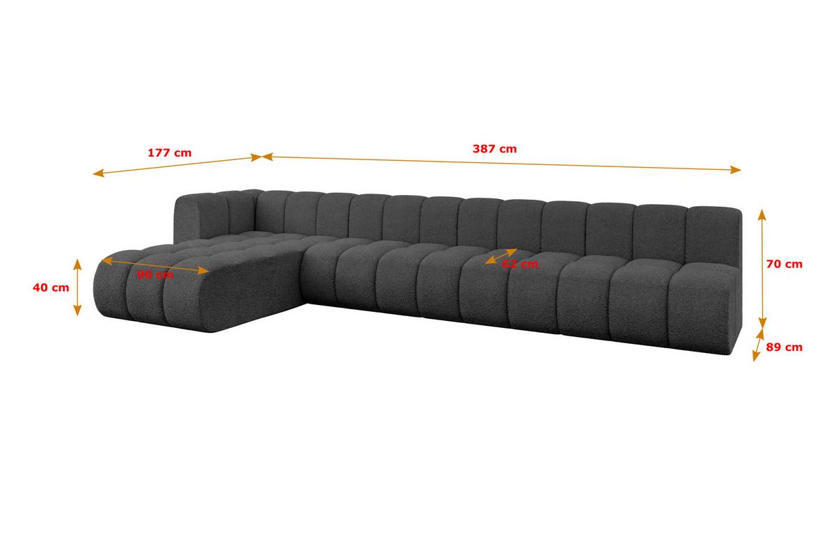 ECKSOFA modulares Sofa Darnel-L3 - 387x177x70 cm Grau - Grau, Holzwerkstoff/Textil (387/177cm) - ALTDECOR