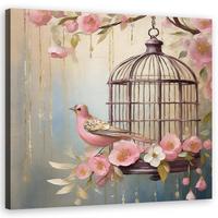 WANDBILD shabby chic vogel - Pink, Textil (30/30cm) - Feeby