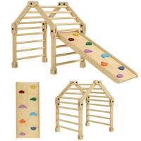 3 in 1 Klettergerüst Set mit Rutsche, Kletterdreieck zum Rutschen und Klettern - Multicolor, Holzwerkstoff (70/59/175cm) - AIYAPLAY