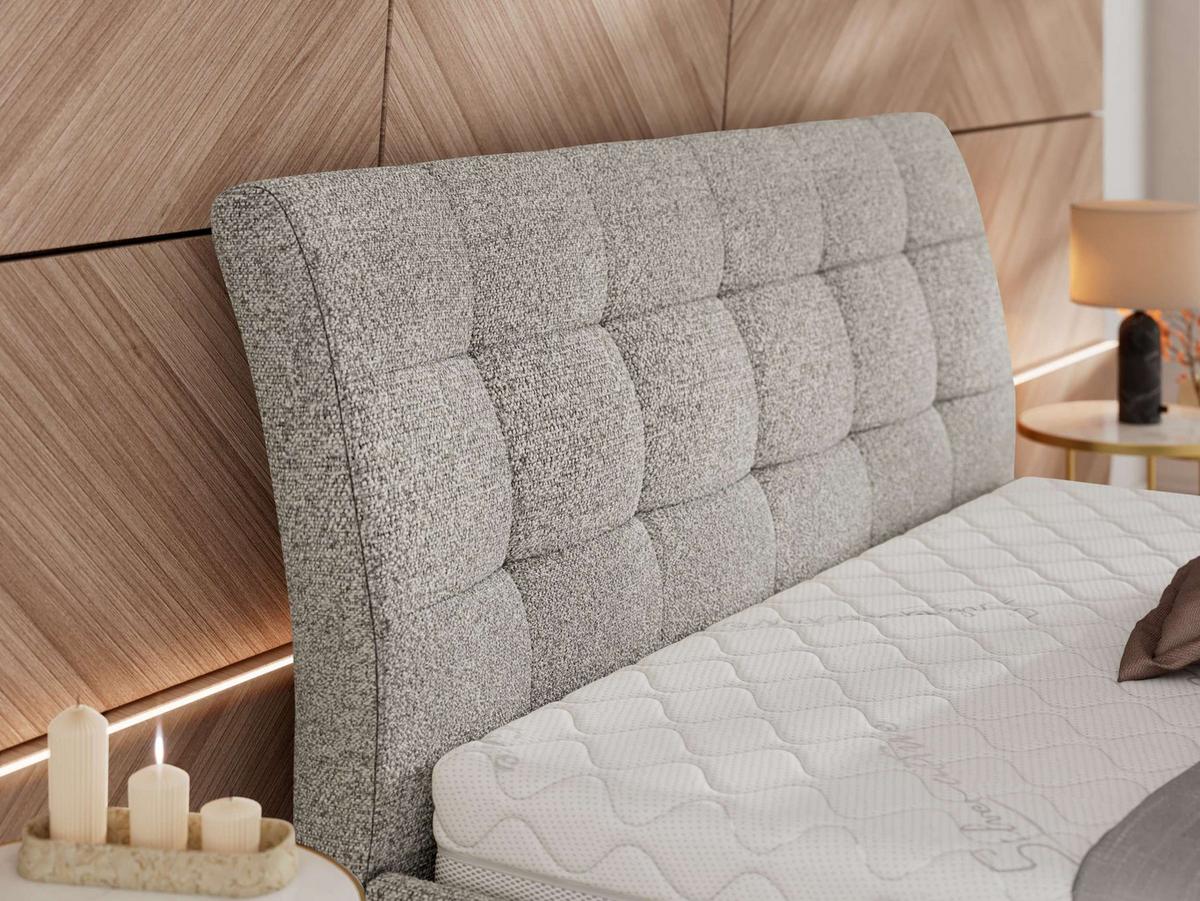POLSTERBETT GALA CLASSIC 160/200 - Hellgrau Strukture - Schaum-Matratze - Hellgrau, Textil (160/200cm) - MKS