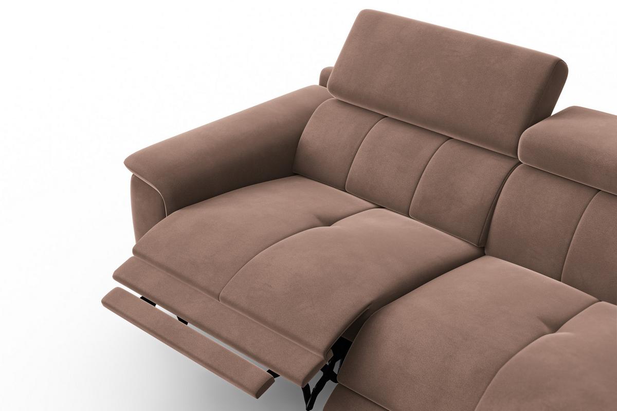 SOFA RELAX FIERO 3-Sitzer, Brauner Veloursstoff - Schwarz/Braun, Holz/Textil (212/82/103cm) - Courtois Laville