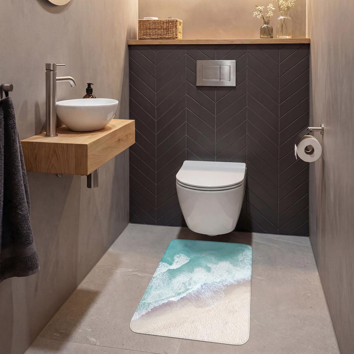 WC-VORLEGER Strand - Meer - Natur - Sommer WC Teppich 50x80 cm - Türkis, Textil (50/1cm) - OnlyWow