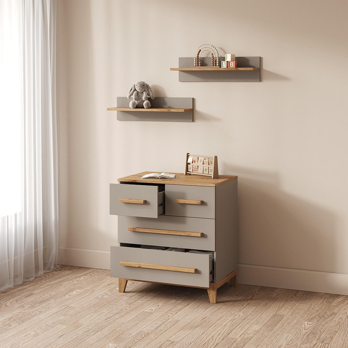 KOMMODE Mailo Cashmere/Artisan 80 x 88 cm mit 4 Schubladen - Kaschmir/Eiche Artisan, Holzwerkstoff (80/88/53.4cm) - Livinity®