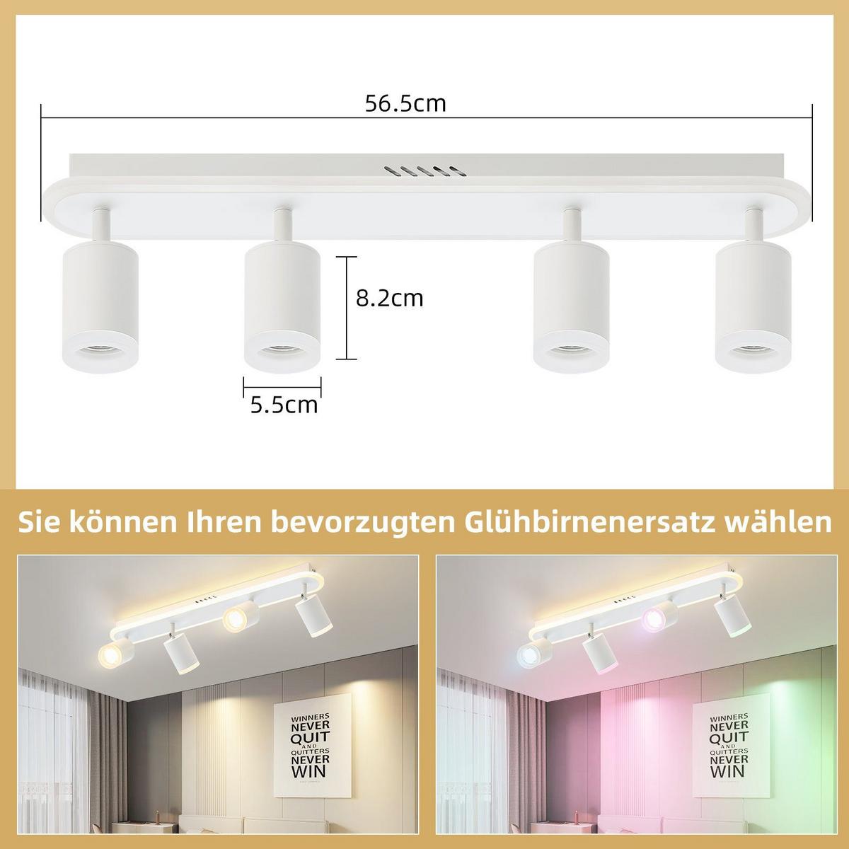 DECKENSTRAHLER Lichtelf 4-flammig 57/8/10 cm - Weiß, Metall (57/8/10cm) - Nettlife