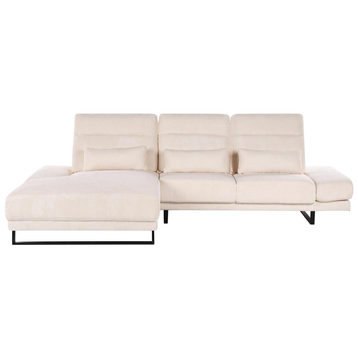 ECKSOFA 4-Sitzer Cord Beige rechtsseitig Ikast - Beige/Schwarz, Textil (320/214cm) - Beliani