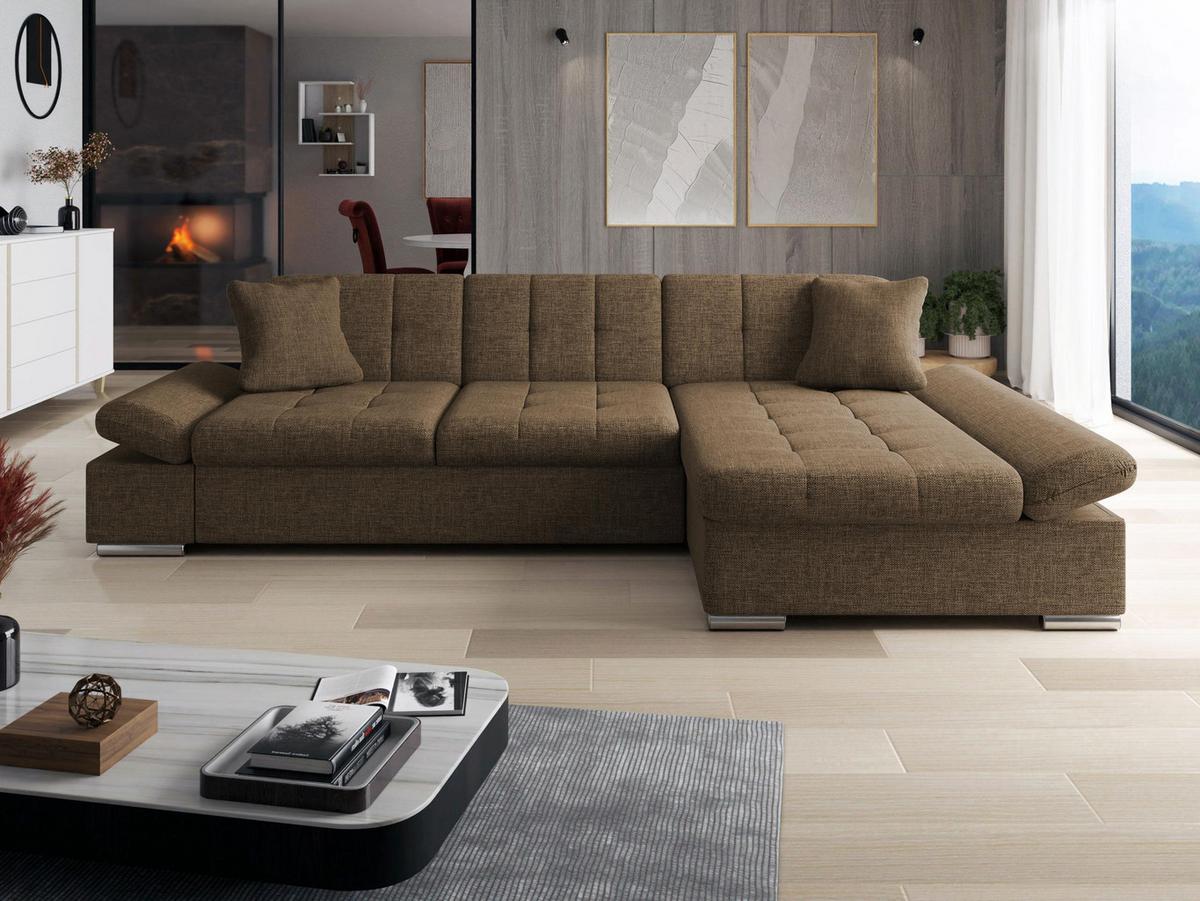 ECKSOFA Malwi, Seite: Rechts - Nussbaumfarben, Holz/Textil (278/161cm) - MIRJAN24