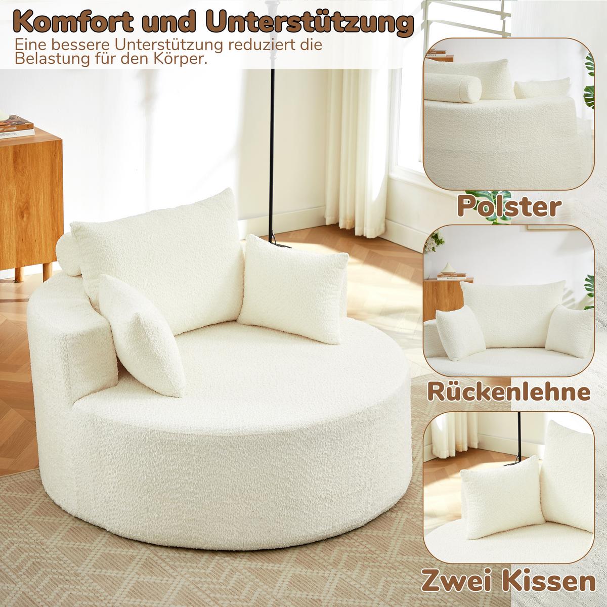 SESSEL aus chenille-schaumstoff, ohne montage & modular kombinierbar - Beige, Textil (127/82/127cm) - Urban Meuble