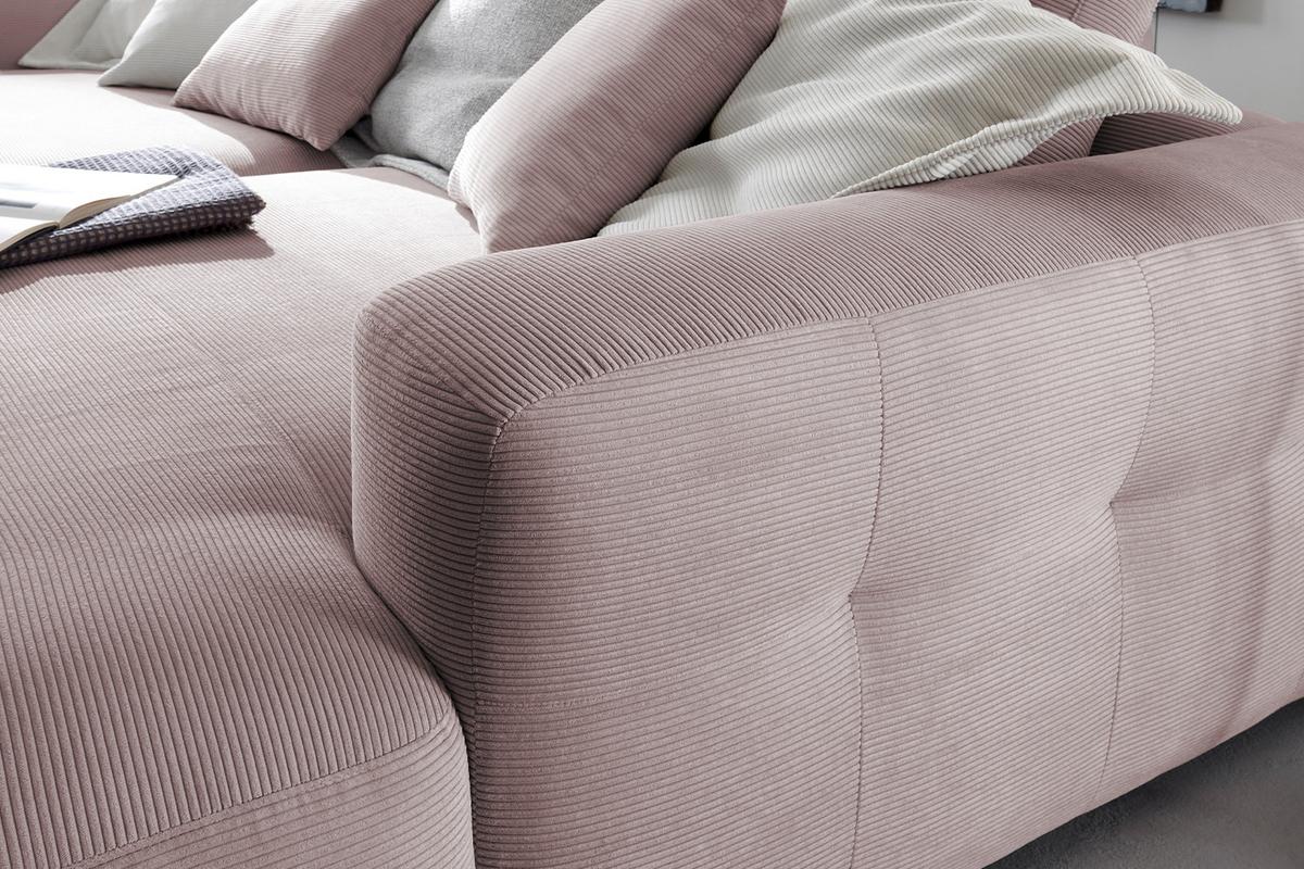 BIG SOFA MIKA Pink Cord - Schwarz/Rosa, Kunststoff/Textil (300/86/167cm) - KAWOLA