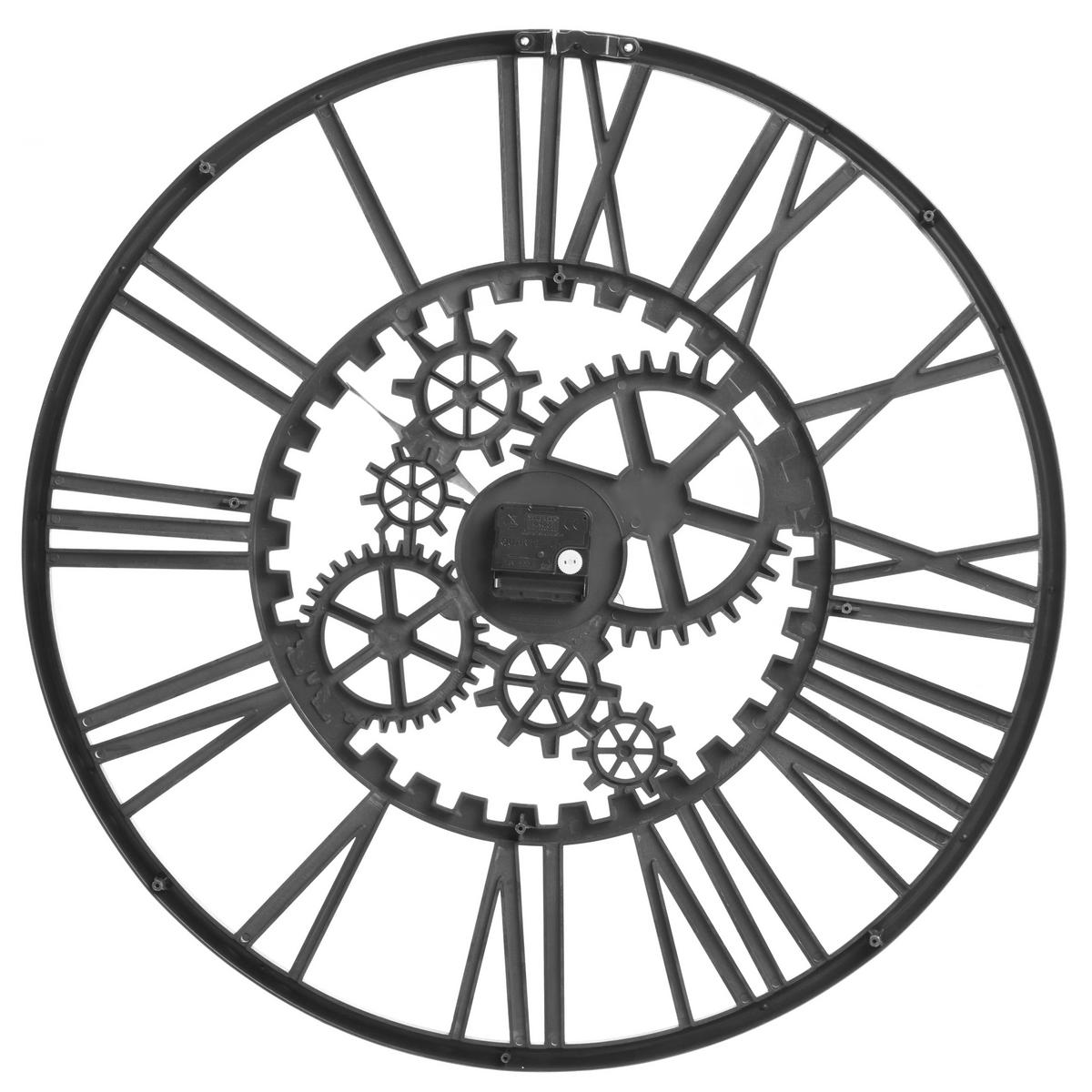 WANDUHR 60 cm Metall Schwarz Petrer - Schwarz, Metall (60/60/3cm) - Beliani