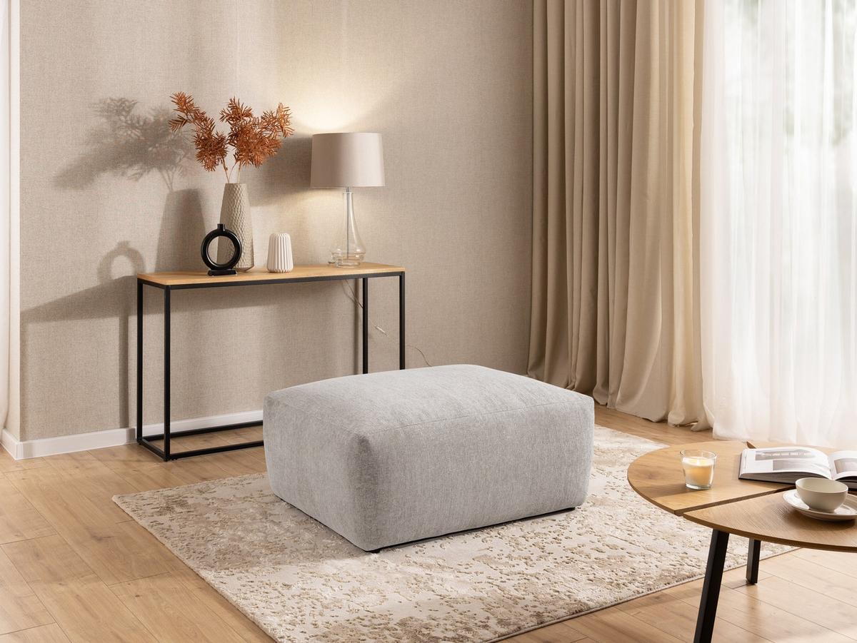 HOCKER Lennon aus Beige Strukturstoff mit vielseitiger Nutzung - Beige/Schwarz, Holz/Kunststoff (102/42/76cm) - S-Style