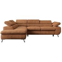 ECKSOFA PETER L Orange Struktur - Links Seite - Schwarz/Orange, Textil/Metall (208/273cm) - MKS