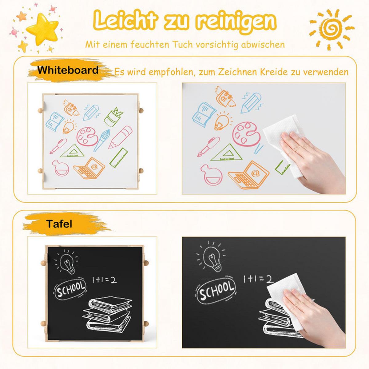 KINDERTISCH mit Stühlen natur(3-tlg) - Naturfarben, Holzwerkstoff (60/49/60cm) - COSTWAY