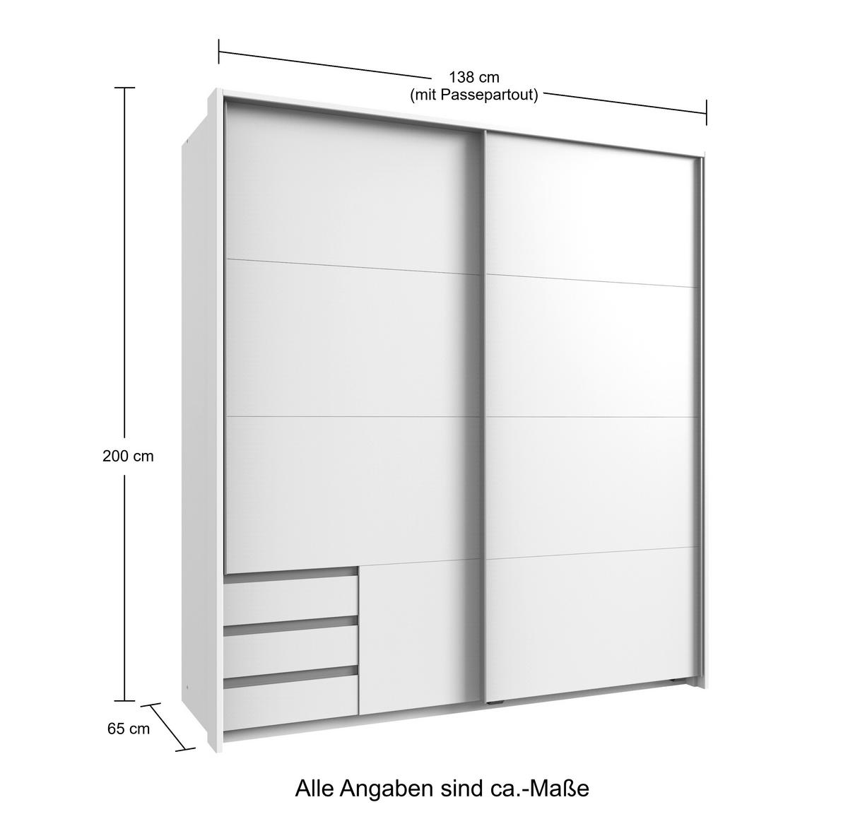 SCHWEBETÜRENSCHRANK 2-türig B183/H200/T65 cm, Passepartout-Kleiderschrank in Eiche Dekor, 1x Tür & sichtbare Schubkästen in Grafit / 22699 - Eichefarben/Graphitfarben, Holz/Holzwerkstoff (183/200/65cm) - luma-home