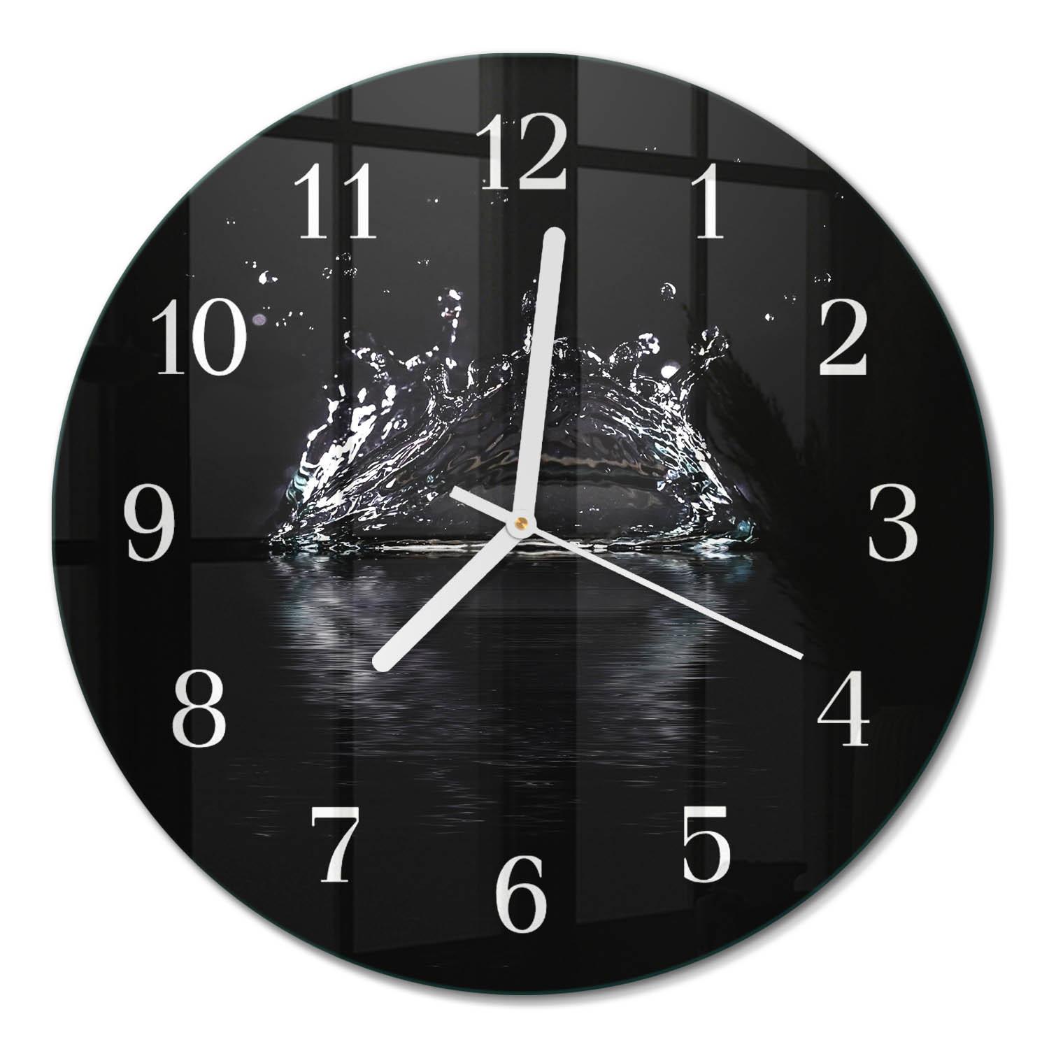 WANDUHR aus Glas Ø30 cm - Wasser - Schwarz, Glas (30/30/0.4cm) - TULUP