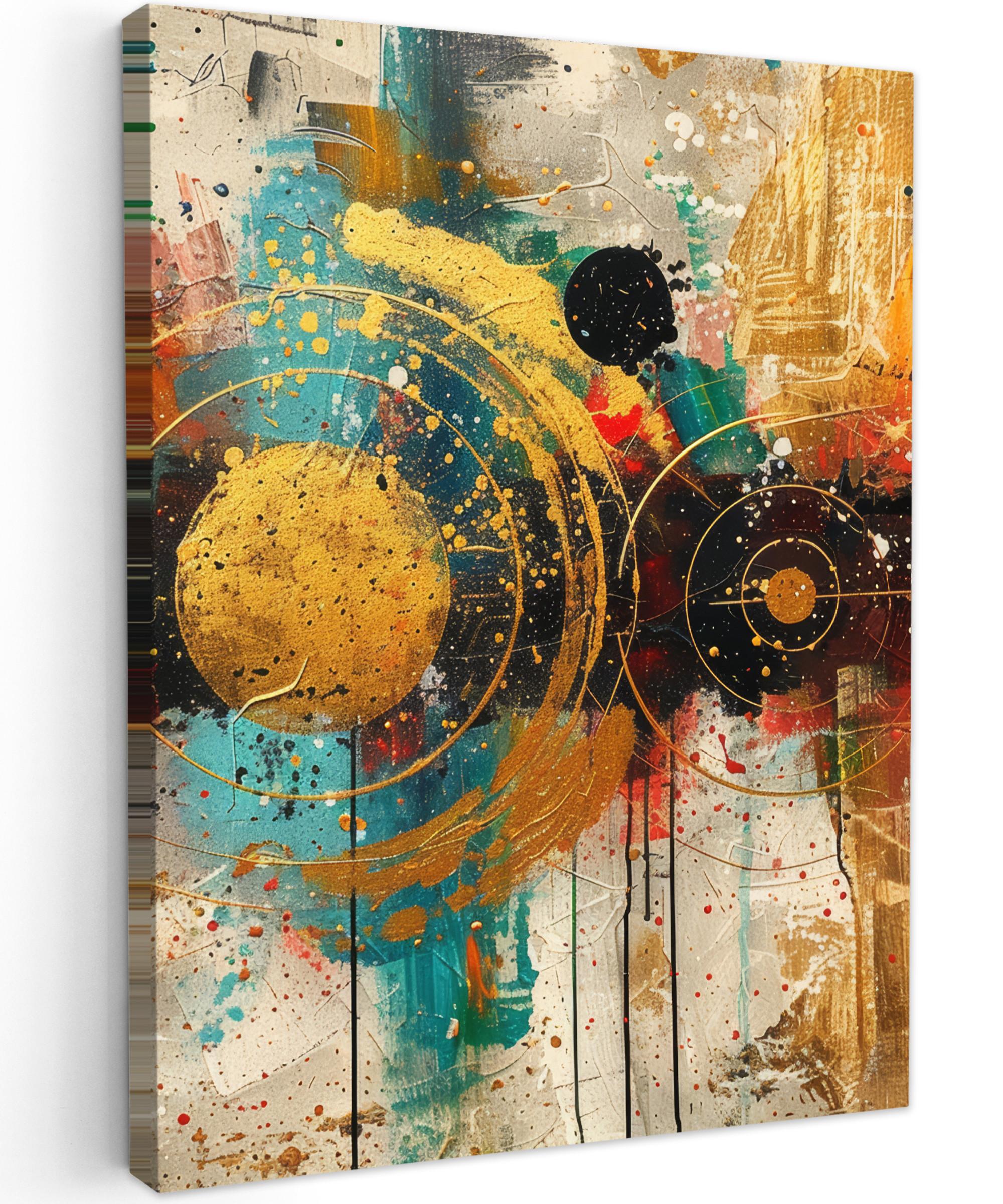 LEINWANDBILD Abstrakt - Kunst - Gold - Modern Room Decor 30x40 cm - Multicolor, Textil (30/40cm) - MuchoWow
