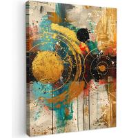 LEINWANDBILD Abstrakt - Kunst - Gold - Modern Wandbild Wohnzimmer 60x80 cm - Multicolor, Textil (60/80cm) - MuchoWow