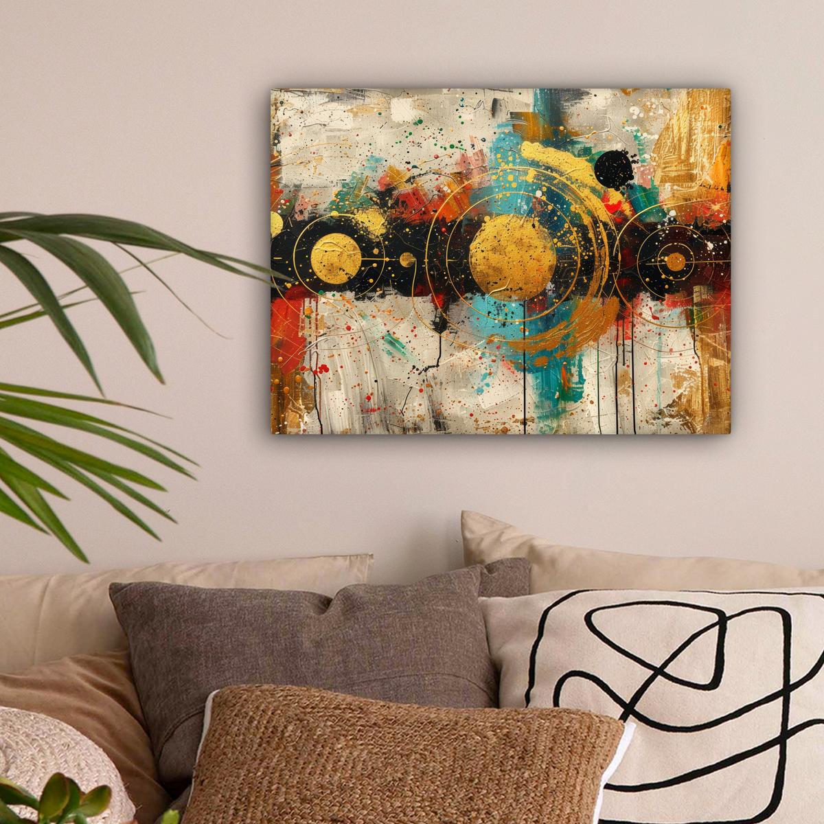 LEINWANDBILD Abstrakt - Kunst - Gold - Modern Wandbild 40x30 cm - Multicolor, Textil (40/30cm) - MuchoWow
