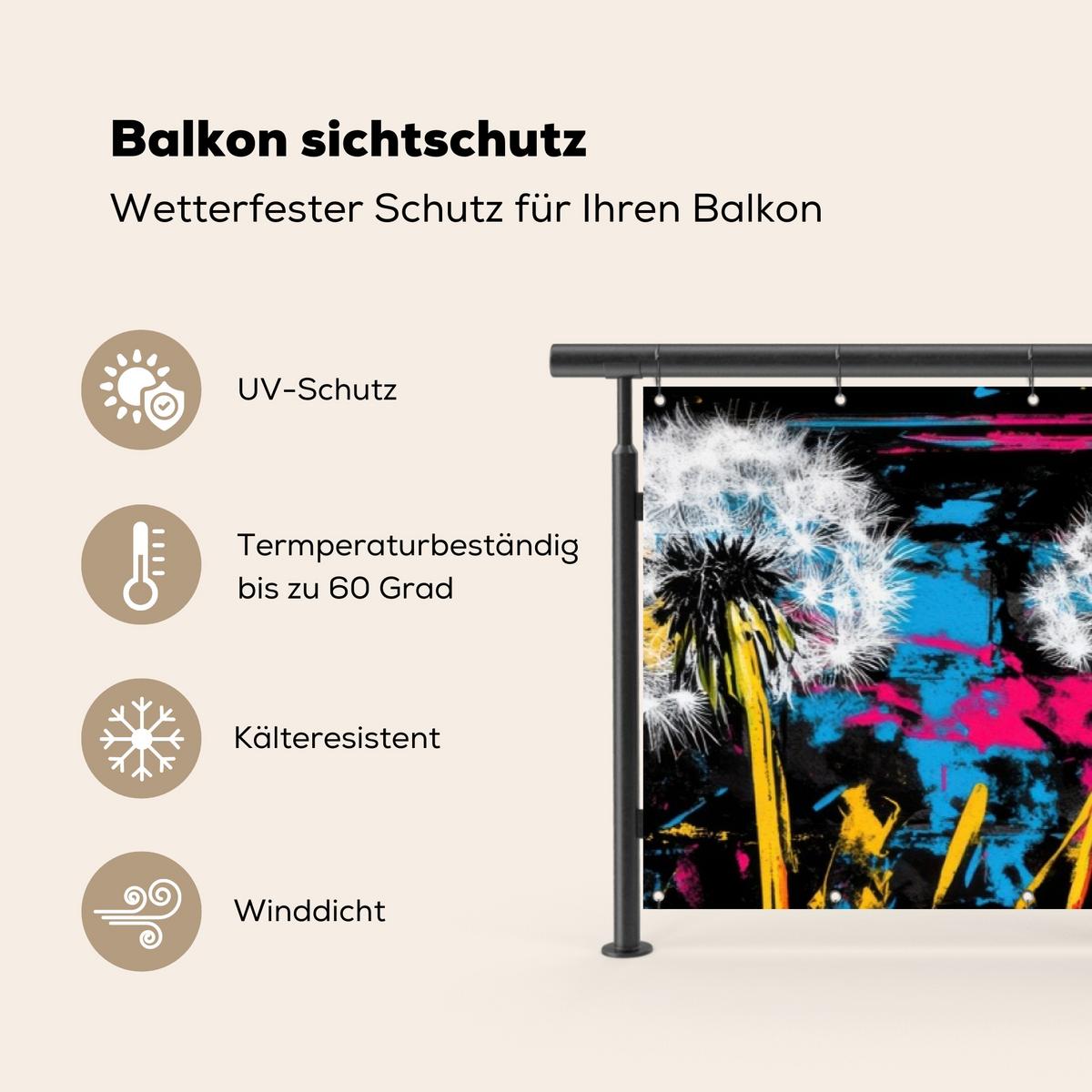 BALKON-SICHTSCHUTZ Straßenkunst - Bunt - Wand Witterungsbeständig 300x80 cm - Schwarz, Kunststoff (300/80cm) - MuchoWow