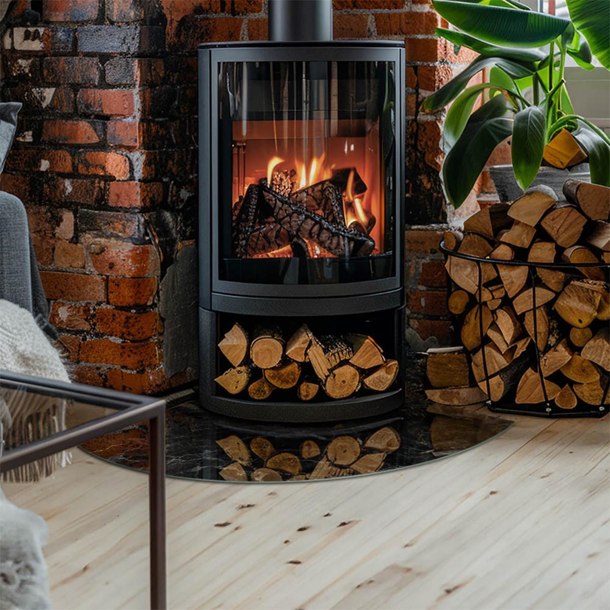 GLASPLATTE für Kamin 100x100 cm - Schwarz, Glas (100/100/0.4cm) - TULUP