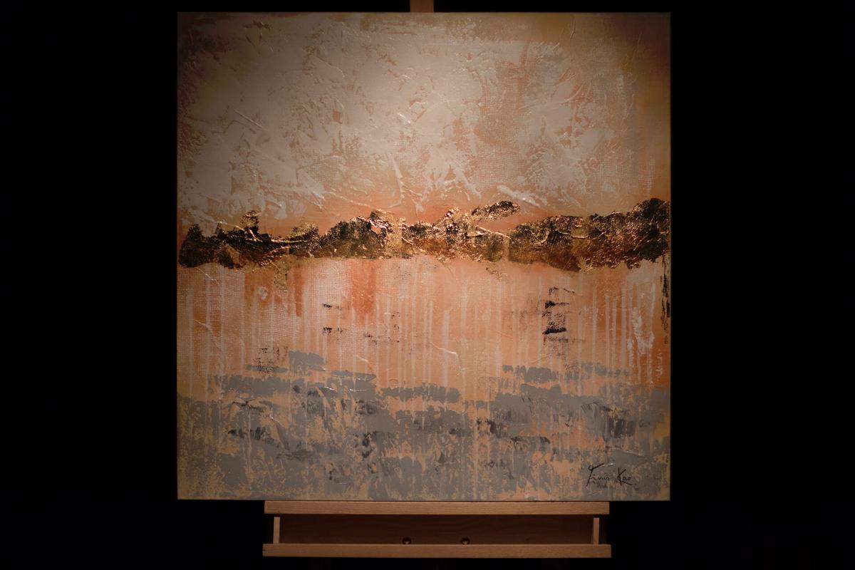 ÖLGEMÄLDE 80/80 cm - Pink/Beige, Holz/Textil (80/80cm) - KUNSTLOFT