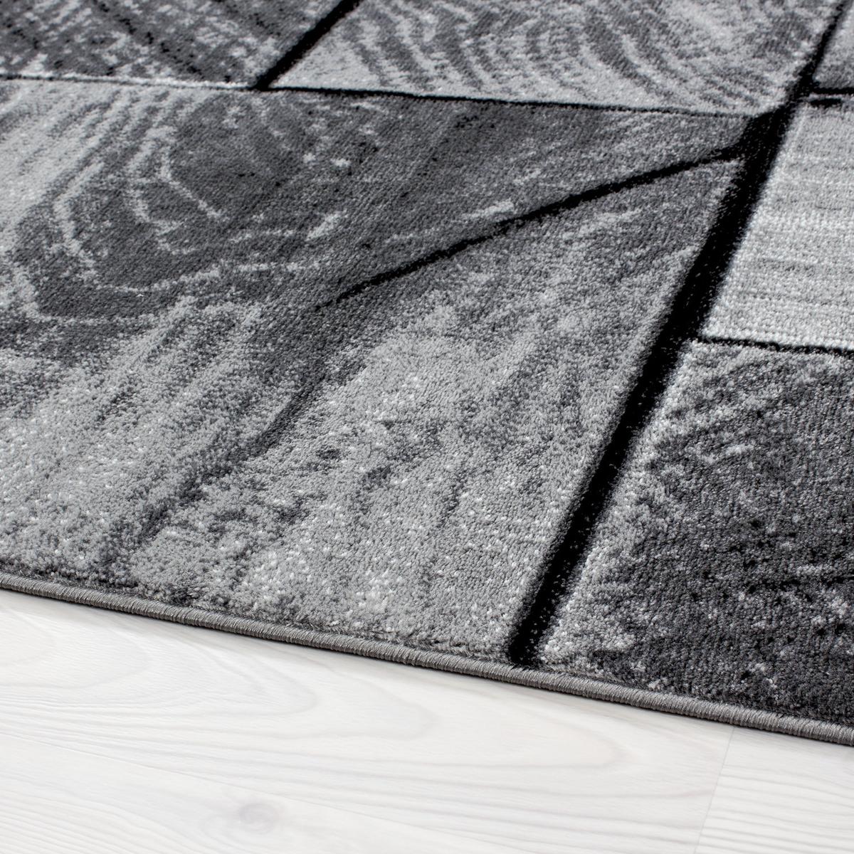 TEPPICH Kurzflor DRAU in Schwarz, in 3D-Holzoptik, 240 x 340 cm - Grau, Textil (340/240cm) - KADIMA DESIGN