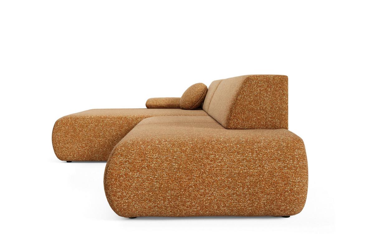 ECKSOFA DELTA L-S Braun Geflochtener Stoff mit Schlaffunktion - Braun, Holz (286/173.5cm) - MASSENO