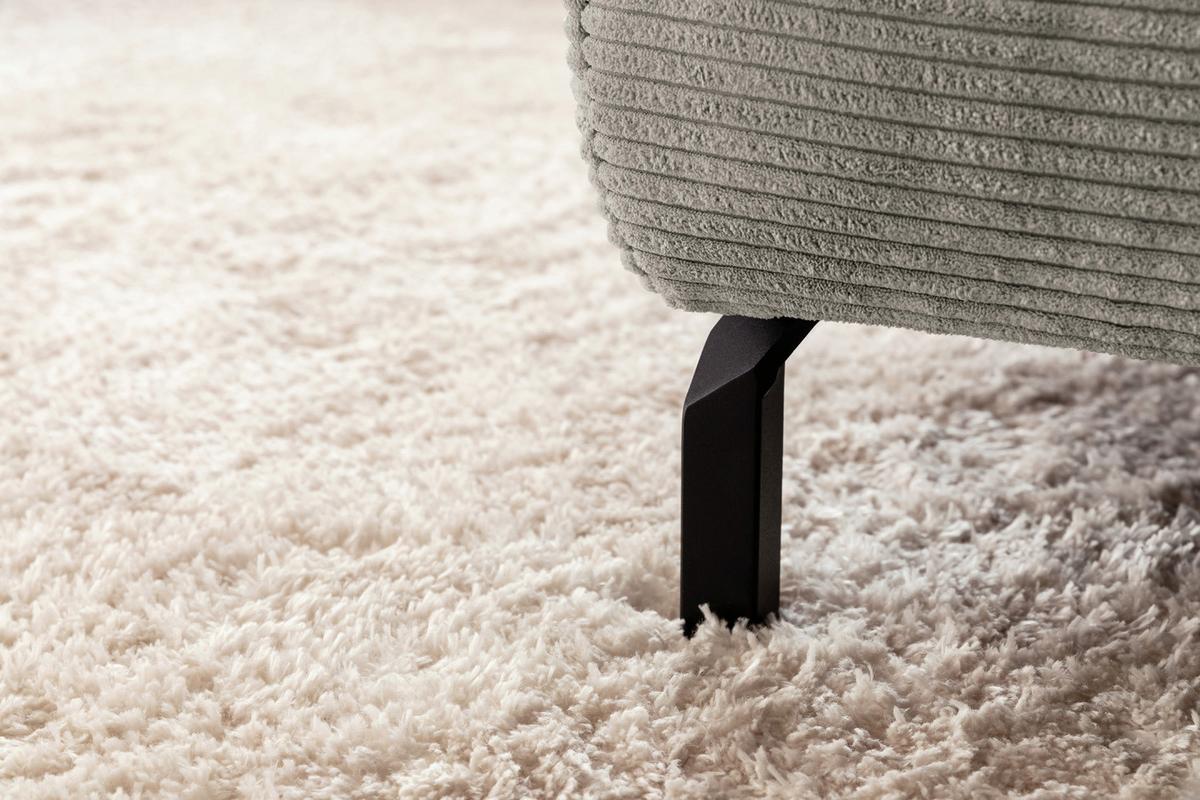 ECKSOFA DELIA Steingrau Cord - Greige/Schwarz, Textil/Metall (312/219cm) - KAWOLA