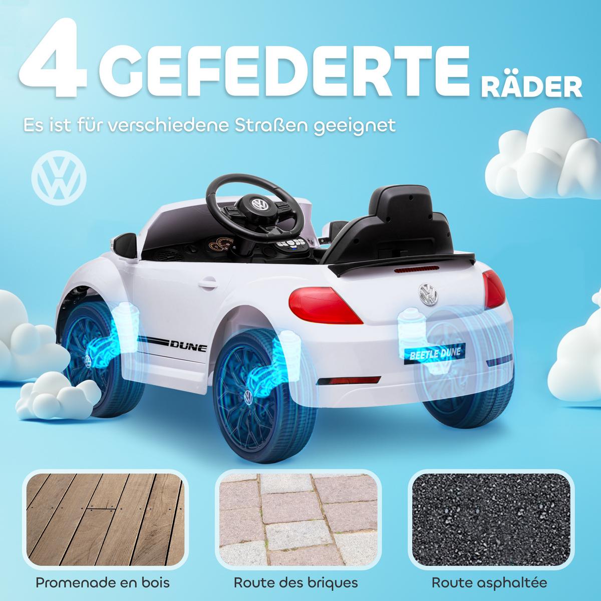KINDER Elektroauto 12V Kinderauto mit 2,4G Fernbedienung, Musik, Hupe, 3-5 km/h - Weiß, Kunststoff (97/56.5/46cm) - AIYAPLAY