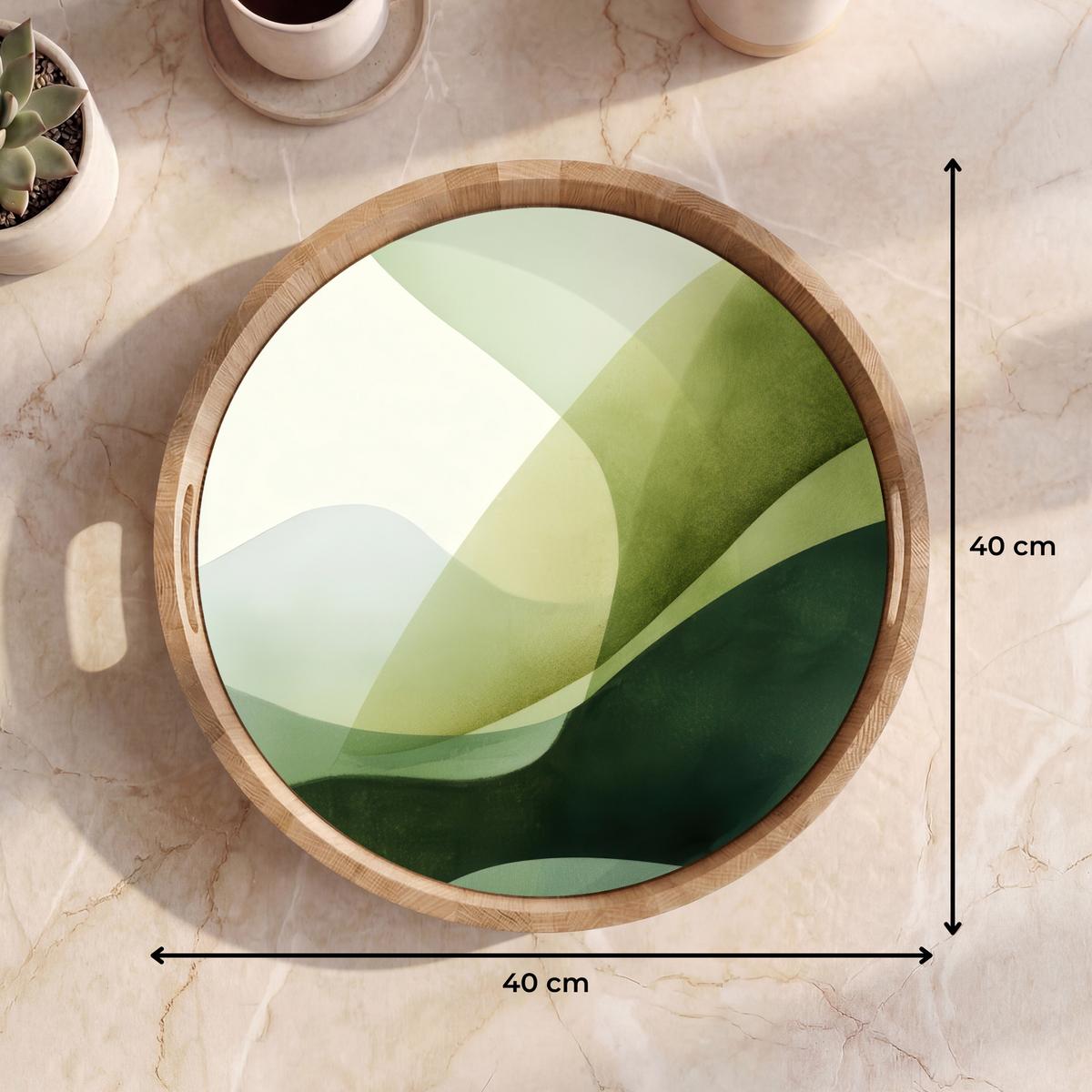TABLETT Wellen - Abstrakt - Hellgrün - Ornamental 40x40 cm - Grün, Holz (40/5/5cm) - OnlyWow