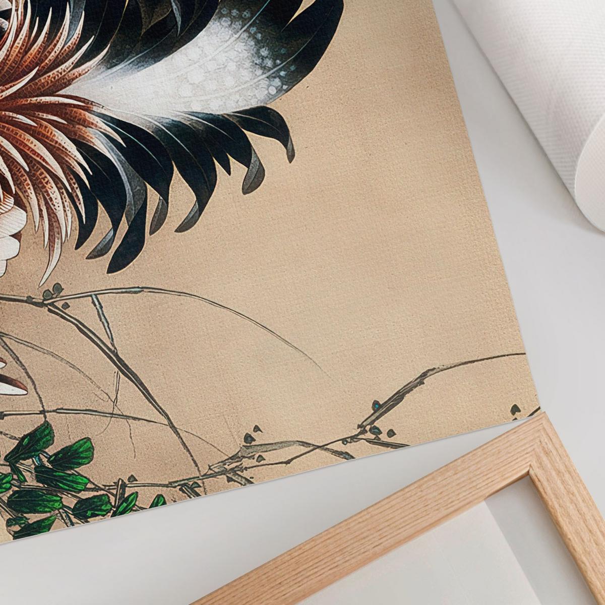 POSTER - 59x42 cm (A2) - Hokusai - Hähne - Creme, Textil (59.4/42/0.1cm) - TULUP