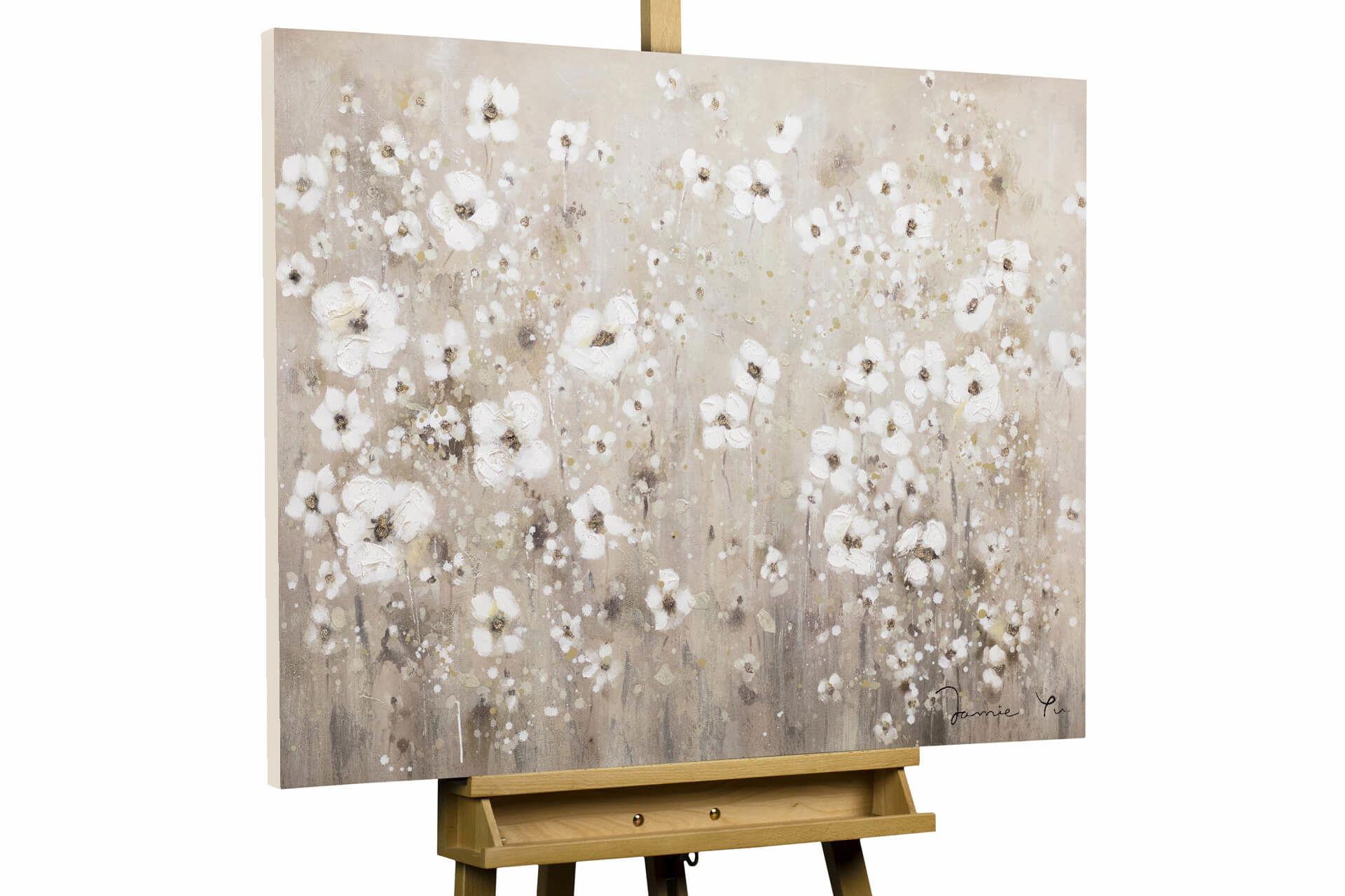 ACRYLBILD HANDGEMALT 100/75 cm - Weiß, Holz/Textil (100/75cm) - KUNSTLOFT