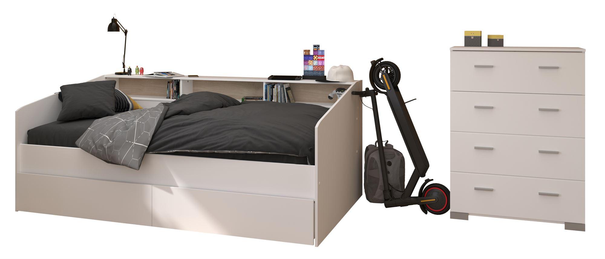 KINDERZIMMER SET Parisot Sleep 3-tlg. Holzdekor Weiß/Eiche - Eichefarben/Weiß, Kunststoff (100/1/200cm) - 58aufmkessel