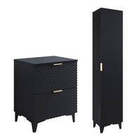 WASCHTISCHUNTERSCHRANK 60.4cm Cléa 2er-Set Schwarz - Schwarz, Holzwerkstoff (60.4/62.6/48.5cm) - Petits-meubles