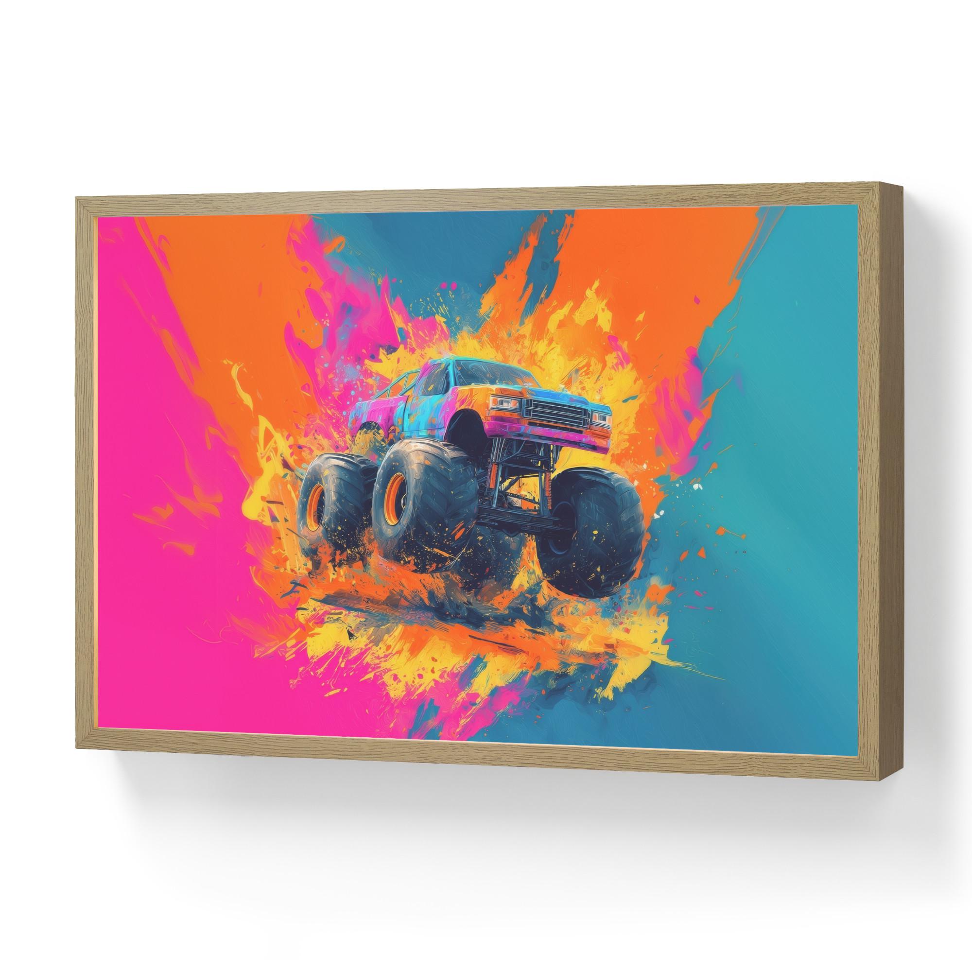 NACHTTISCHLAMPE MIT AKKU Monstertruck - Abstrakt - Farbspritzer - Farbenfroh 60x40 cm - Pink, Holzwerkstoff (8/60/40cm) - OnlyWow