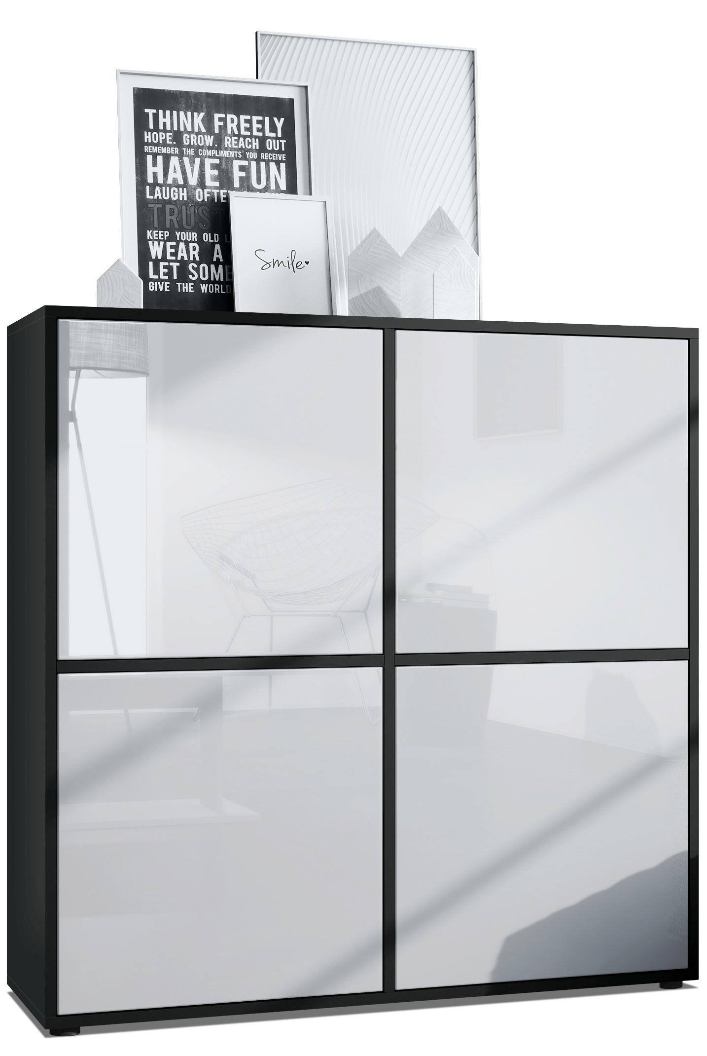 HIGHBOARD Cuba Türen in Weiß Hochglanz - Weiß Hochglanz, Holzwerkstoff (104/105.5/35.5cm) - Vladon
