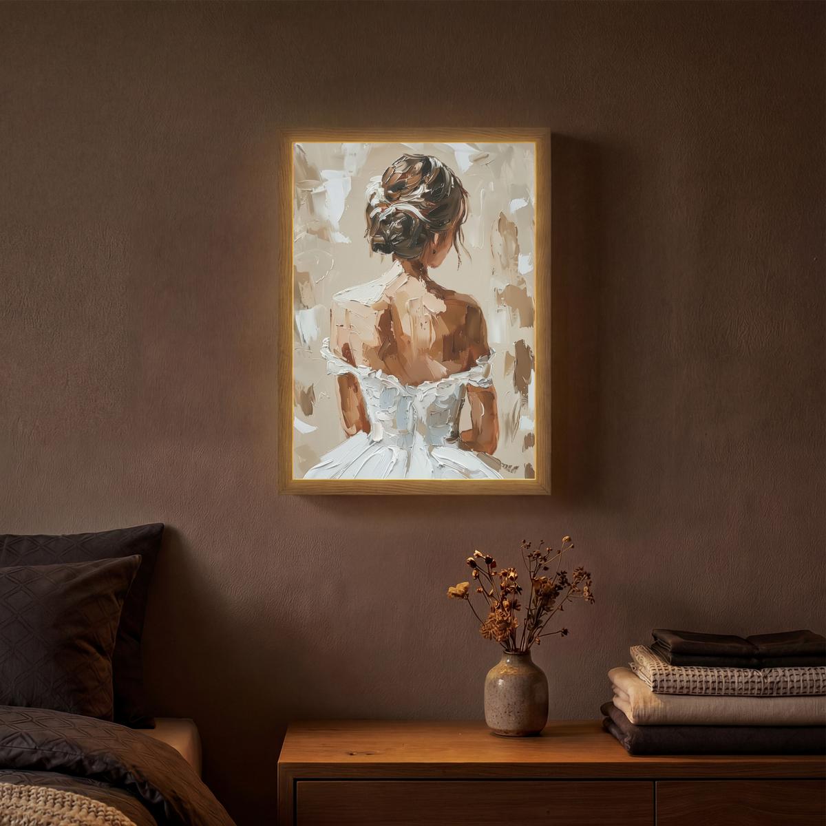 WANDLEUCHTE MIT AKKU Frau - Farbe - Abstrakt - Beige - Modern 30x40 cm - Hellbraun, Holzwerkstoff (30/40/8cm) - OnlyWow