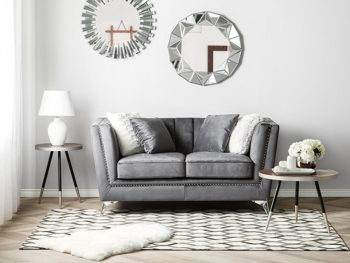 2-SITZER-SOFA Samtstoff Grau Gaula - Grau, Textil (160/77/80cm) - Beliani